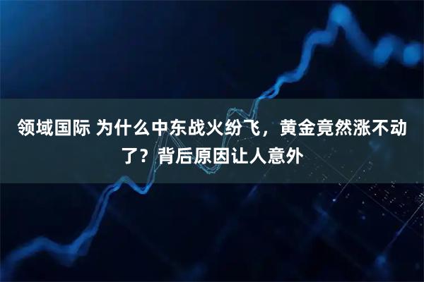 领域国际 为什么中东战火纷飞，黄金竟然涨不动了？背后原因让人意外