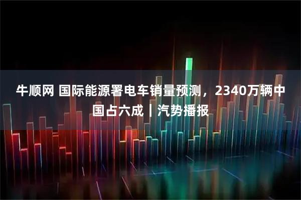 牛顺网 国际能源署电车销量预测，2340万辆中国占六成｜汽势播报